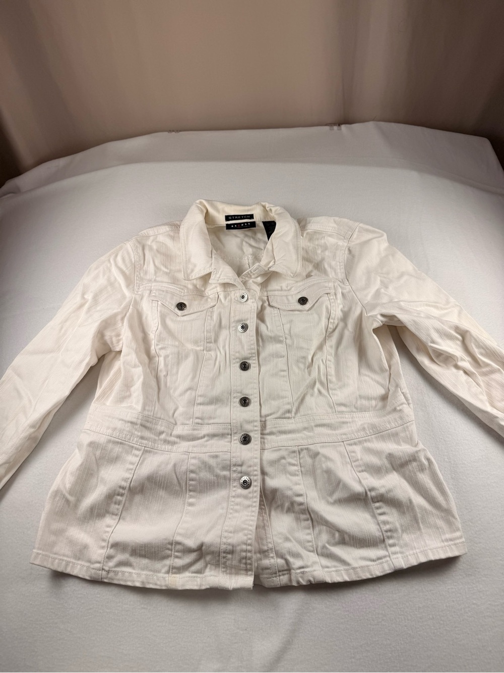 Woman Within Off-White Button-Front Denim Jacket 336